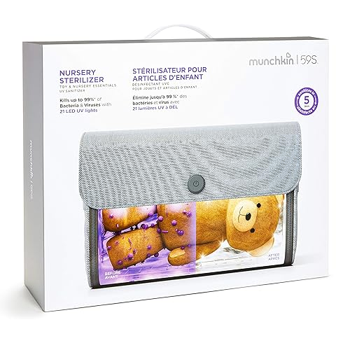 MUNCHKIN 59S UV STERILIZER CLEANING BAG FOR BABY BOTTLES ACCESSORIES, GREY PORTABLE SANITIZER