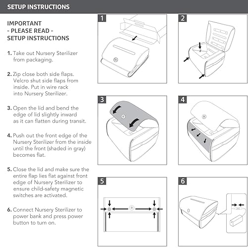 MUNCHKIN 59S UV STERILIZER CLEANING BAG FOR BABY BOTTLES ACCESSORIES, GREY PORTABLE SANITIZER
