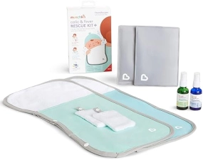 MUNCHKIN THERABURPEE COLIC FEVER RELIEF KIT WITH ESSENTIAL OILS, HOT COLD BURP CLOTHS