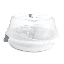 MUNCHKIN STEAM MICROWAVE BOTTLE STERILIZER FAST BABY BOTTLE ACCESSORY CLEANER, WHITE