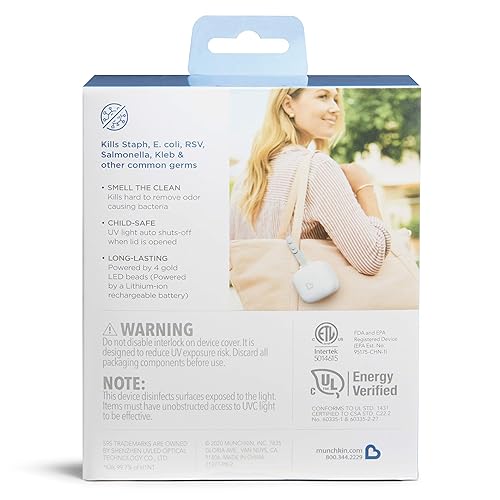 MUNCHKIN PORTABLE UV STERILIZER PLUS RECHARGEABLE MINI SANITIZER KILLS 99.99 GERMS IN 59 SEC