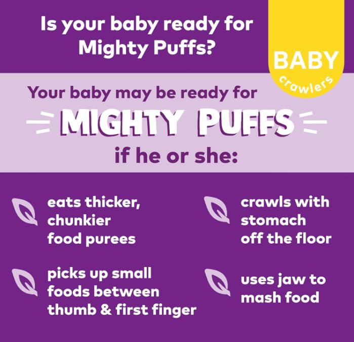 PLUM ORGANICS MIGHTY PUFFS BABY SNACKS, ANCIENT GRAINS CHICKPEA, 2 FLAVOR PACK, 6X1.85OZ