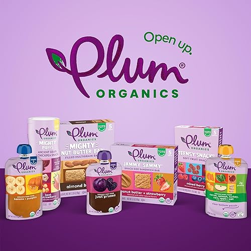 PLUM ORGANICS TEENSY SNACKS SOFT MIXED BERRY FRUIT SNACKS, ORGANIC TODDLER FOOD, 5CT, 8 PACK