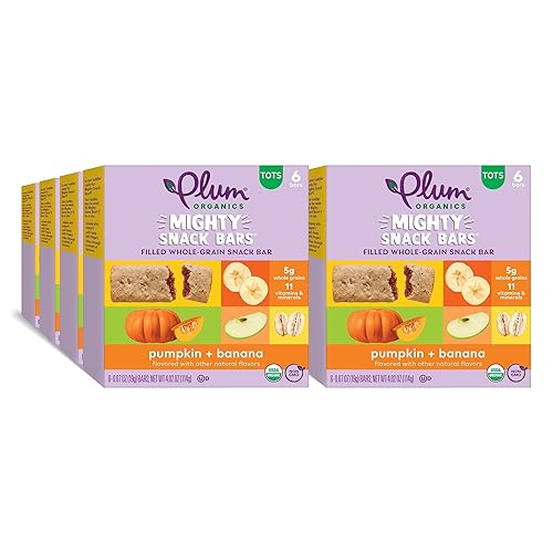 PLUM ORGANICS MIGHTY SNACK BARS, PUMPKIN BANANA, 48 PACK, ORGANIC TODDLER FRUIT VEGGIE BARS