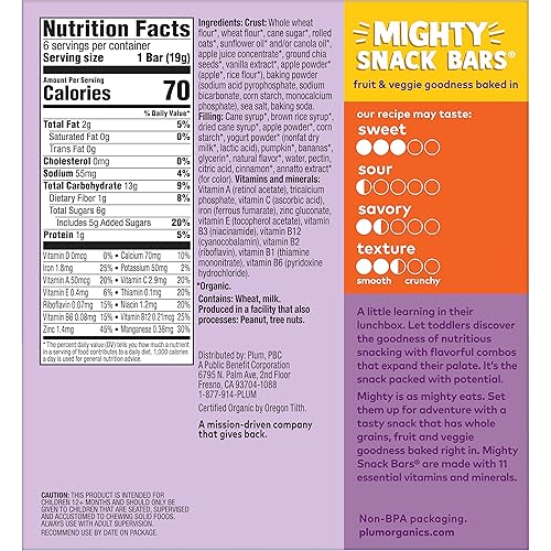PLUM ORGANICS MIGHTY SNACK BARS, PUMPKIN BANANA, 48 PACK, ORGANIC TODDLER FRUIT VEGGIE BARS