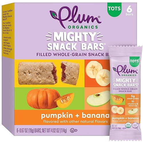 PLUM ORGANICS MIGHTY SNACK BARS, PUMPKIN BANANA, 48 PACK, ORGANIC TODDLER FRUIT VEGGIE BARS