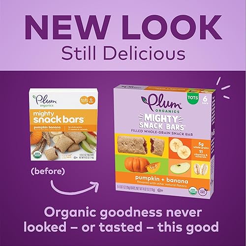 PLUM ORGANICS MIGHTY SNACK BARS, PUMPKIN BANANA, 48 PACK, ORGANIC TODDLER FRUIT VEGGIE BARS