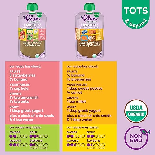 PLUM ORGANICS MIGHTY 4 ORGANIC TODDLER FOOD POUCHES, VARIETY PACK, 4OZ, 12 COUNT, FRUIT VEGGIE