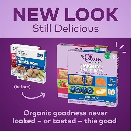 PLUM ORGANICS MIGHTY SNACK BARS VARIETY PACK, BLUEBERRY STRAWBERRY, 48 ORGANIC TODDLER BARS