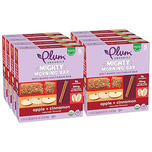 PLUM ORGANICS MIGHTY MORNING APPLE CINNAMON BARS, ORGANIC TODDLER SNACK, 0.67OZ, 40 PACK