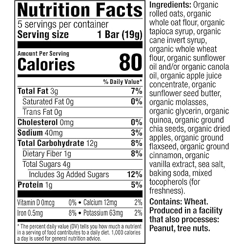PLUM ORGANICS MIGHTY MORNING APPLE CINNAMON BARS, ORGANIC TODDLER SNACK, 0.67OZ, 40 PACK