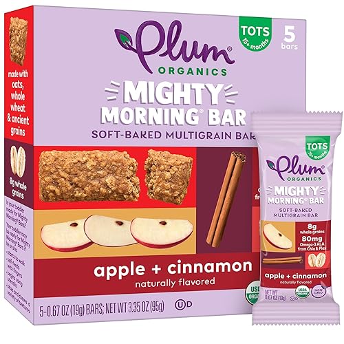 PLUM ORGANICS MIGHTY MORNING APPLE CINNAMON BARS, ORGANIC TODDLER SNACK, 0.67OZ, 40 PACK