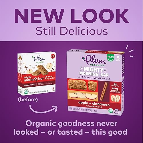 PLUM ORGANICS MIGHTY MORNING APPLE CINNAMON BARS, ORGANIC TODDLER SNACK, 0.67OZ, 40 PACK