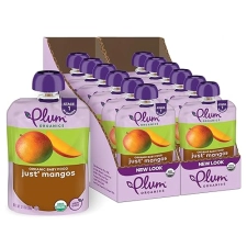 PLUM ORGANICS JUST MANGOS ORGANIC BABY FOOD POUCHES, 4 MONTHS, 3.5OZ, PACK OF 12