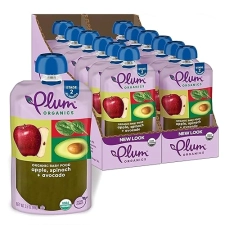 PLUM ORGANICS STAGE 2 ORGANIC BABY FOOD POUCHES, APPLE SPINACH AVOCADO, 3.5OZ, 12 PACK