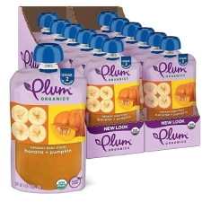 PLUM ORGANICS STAGE 2 ORGANIC BABY FOOD, BANANA PUMPKIN, 4OZ, 12-PACK, FRUIT VEGGIE POUCHES
