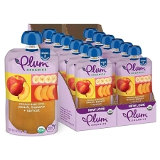PLUM ORGANICS STAGE 2 ORGANIC BABY FOOD POUCHES, PEACH BANANA APRICOT, 4OZ, 12 PACK