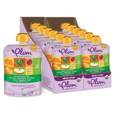 PLUM ORGANICS STAGE 3 BABY FOOD POUCHES, CARROT SPINACH TURKEY, 4OZ, 12 PACK, ORGANIC PUREE