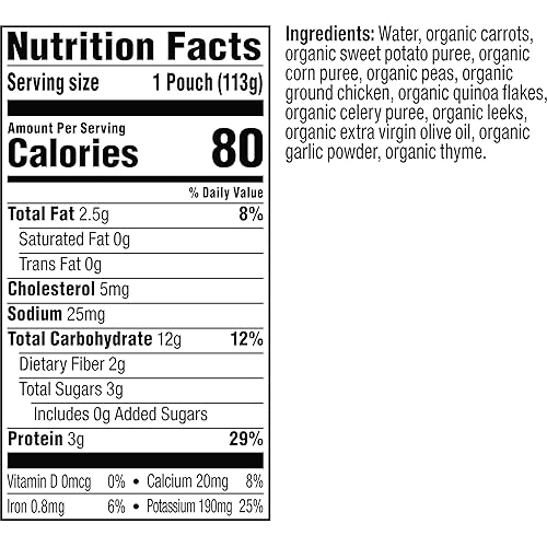 PLUM ORGANICS STAGE 3 ORGANIC BABY FOOD POUCH, CARROT SWEET POTATO CHICKEN, 4OZ, 12 PACK