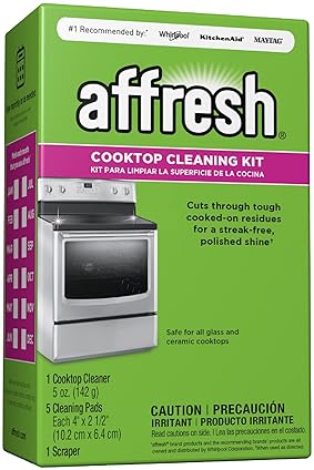 AFFRESH COOKTOP CLEANING KIT FOR GLASS CERAMIC INCLUDES CLEANER, PADS SCRAPER, 5OZ