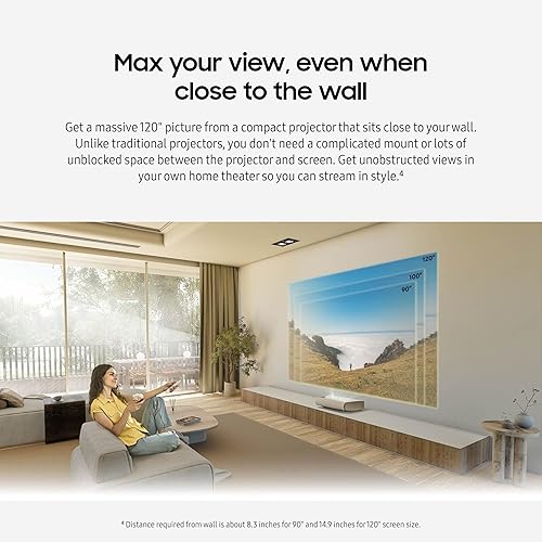 SAMSUNG 120 LPU7D 4K ULTRA SHORT THROW LASER PROJECTOR, SMART TV, GAMING HUB, 2024 MODEL