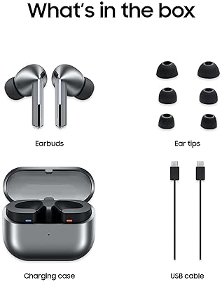 SAMSUNG GALAXY BUDS 3 PRO AI WIRELESS EARBUDS, NOISE CANCELLING, SILVER, US VERSION, 2YR WARRANTY