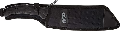 SMITH WESSON M P 16.5 FULL TANG MACHETE CLEAVER WITH SAWBACK, RUBBER HANDLE SHEATH - BLACK