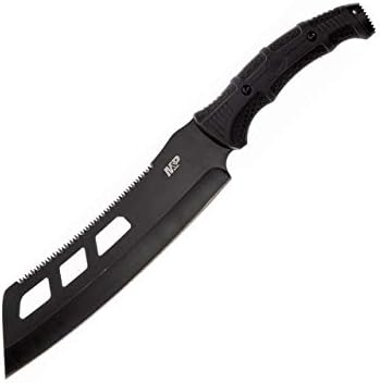 SMITH WESSON M P 16.5 FULL TANG MACHETE CLEAVER WITH SAWBACK, RUBBER HANDLE SHEATH - BLACK