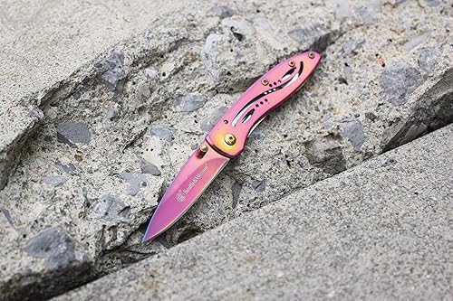 SMITH WESSON CKLPR 5.3 FOLDING KNIFE, 2.3 DROP POINT BLADE, RAINBOW HANDLE EDC OUTDOOR