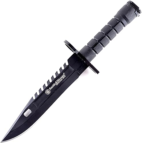 SMITH WESSON SW3B 12.8 FIXED BLADE BOWIE KNIFE, NOTCHED SPINE, NYLON HANDLE OUTDOOR SURVIVAL