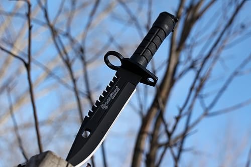 SMITH WESSON SW3B 12.8 FIXED BLADE BOWIE KNIFE, NOTCHED SPINE, NYLON HANDLE OUTDOOR SURVIVAL