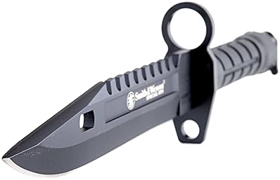SMITH WESSON SW3B 12.8 FIXED BLADE BOWIE KNIFE, NOTCHED SPINE, NYLON HANDLE OUTDOOR SURVIVAL