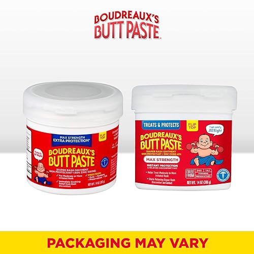BOUDREAUXS BUTT PASTE MAXIMUM STRENGTH DIAPER RASH CREAM, 2OZ TUBE 14OZ JAR FOR BABIES