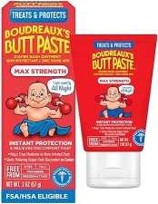 BOUDREAUXS BUTT PASTE MAXIMUM STRENGTH DIAPER RASH CREAM FOR BABIES, 2 OZ TUBE OINTMENT