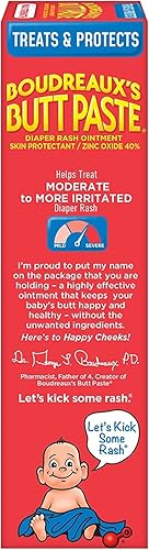 BOUDREAUX S BUTT PASTE MAX STRENGTH DIAPER RASH CREAM WITH ZINC OXIDE, 4OZ, 3-PACK FOR BABIES