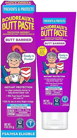 BOUDREAUX S BUTT PASTE DIAPER RASH CREAM WITH DIMETHICONE, BARRIER OINTMENT, 4 OZ TUBE
