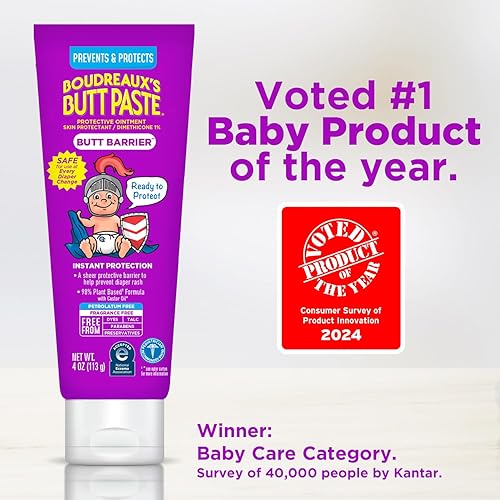 BOUDREAUX S BUTT PASTE DIAPER RASH CREAM WITH DIMETHICONE, BARRIER OINTMENT, 4 OZ TUBE