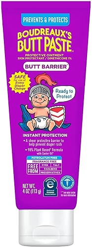 BOUDREAUX S BUTT PASTE DIAPER RASH CREAM WITH DIMETHICONE, BARRIER OINTMENT, 4 OZ TUBE