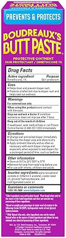 BOUDREAUX S BUTT PASTE DIAPER RASH CREAM WITH DIMETHICONE, BARRIER OINTMENT, 4 OZ TUBE