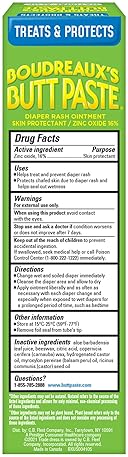 BOUDREAUXS BUTT PASTE NATURAL ALOE DIAPER RASH CREAM FOR BABIES, 4OZ TUBE GENTLE OINTMENT