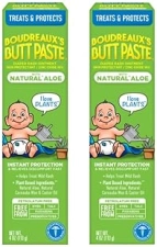 BOUDREAUXS BUTT PASTE NATURAL ALOE DIAPER RASH CREAM, BABY OINTMENT 4OZ, 2-PACK