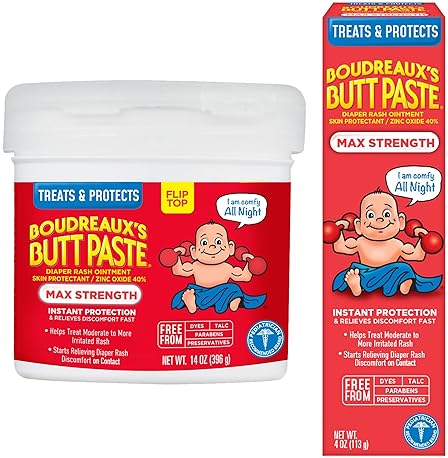 BOUDREAUXS BUTT PASTE MAXIMUM STRENGTH DIAPER RASH OINTMENT, 14OZ 4OZ TUBE, PARABEN-FREE