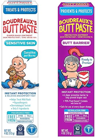 BOUDREAUXS BUTT PASTE 4OZ BARRIER OINTMENT 4OZ SENSITIVE SKIN DIAPER RASH CREAM FOR BABIES