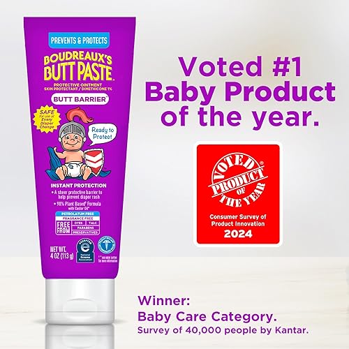 BOUDREAUXS BUTT PASTE 4OZ BARRIER OINTMENT 4OZ NATURAL ALOE DIAPER RASH CREAM, TWIN PACK