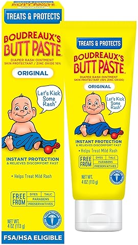 BOUDREAUX S BUTT PASTE DIAPER RASH CREAM FOR BABIES WITH ZINC OXIDE, 4OZ TUBE ORIGINAL FORMULA