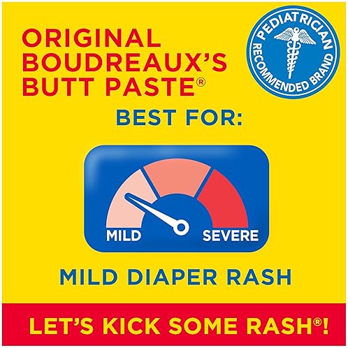 BOUDREAUX S BUTT PASTE DIAPER RASH CREAM WITH ZINC OXIDE, BABY OINTMENT, 4 OZ TUBE