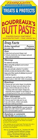 BOUDREAUX S BUTT PASTE DIAPER RASH CREAM WITH ZINC OXIDE, BABY OINTMENT, 4 OZ TUBE