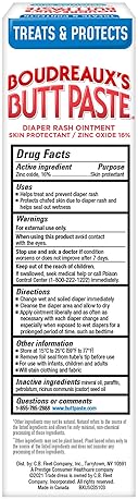 BOUDREAUXS BUTT PASTE SENSITIVE SKIN DIAPER RASH CREAM, BABY OINTMENT, 4 OZ TUBE