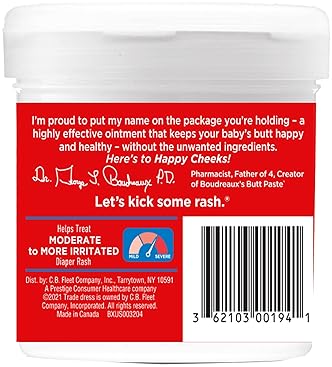 BOUDREAUXS BUTT PASTE MAXIMUM STRENGTH DIAPER RASH CREAM, 14 OZ JAR BABY OINTMENT