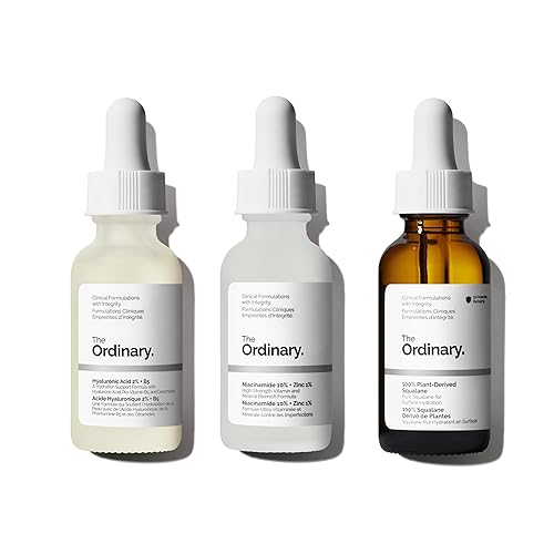 THE ORDINARY DRY SKIN CARE SET HYALURONIC ACID, NIACINAMIDE ZINC, SQUALANE BUNDLE, 3X1OZ